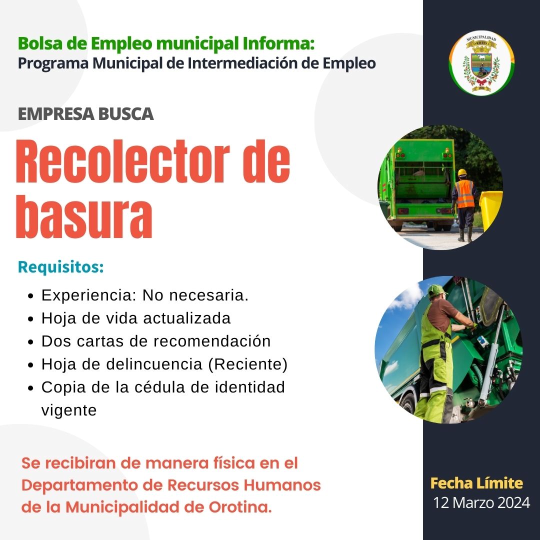 SE BUSCA: RECOLECTOR DE BASURA