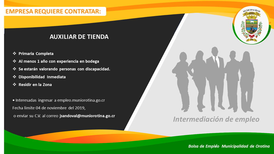 Bolsa de Empleo Municipal Informa SE BUSCA AUXILIAR DE TIENDA