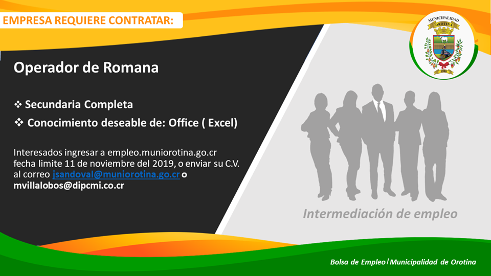 Bolsa de Empleo Municipal SE BUSCA OPERADOR DE ROMANA