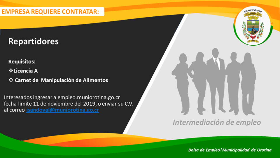 Bolsa de Empleo Municipal Informa SE BUSCA REPARTIDOR