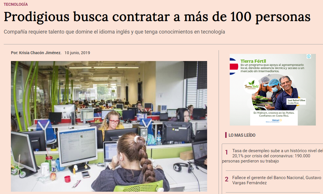 PRODIGIOUS ANUNCIA PLAZAS EN TELETRABAJO