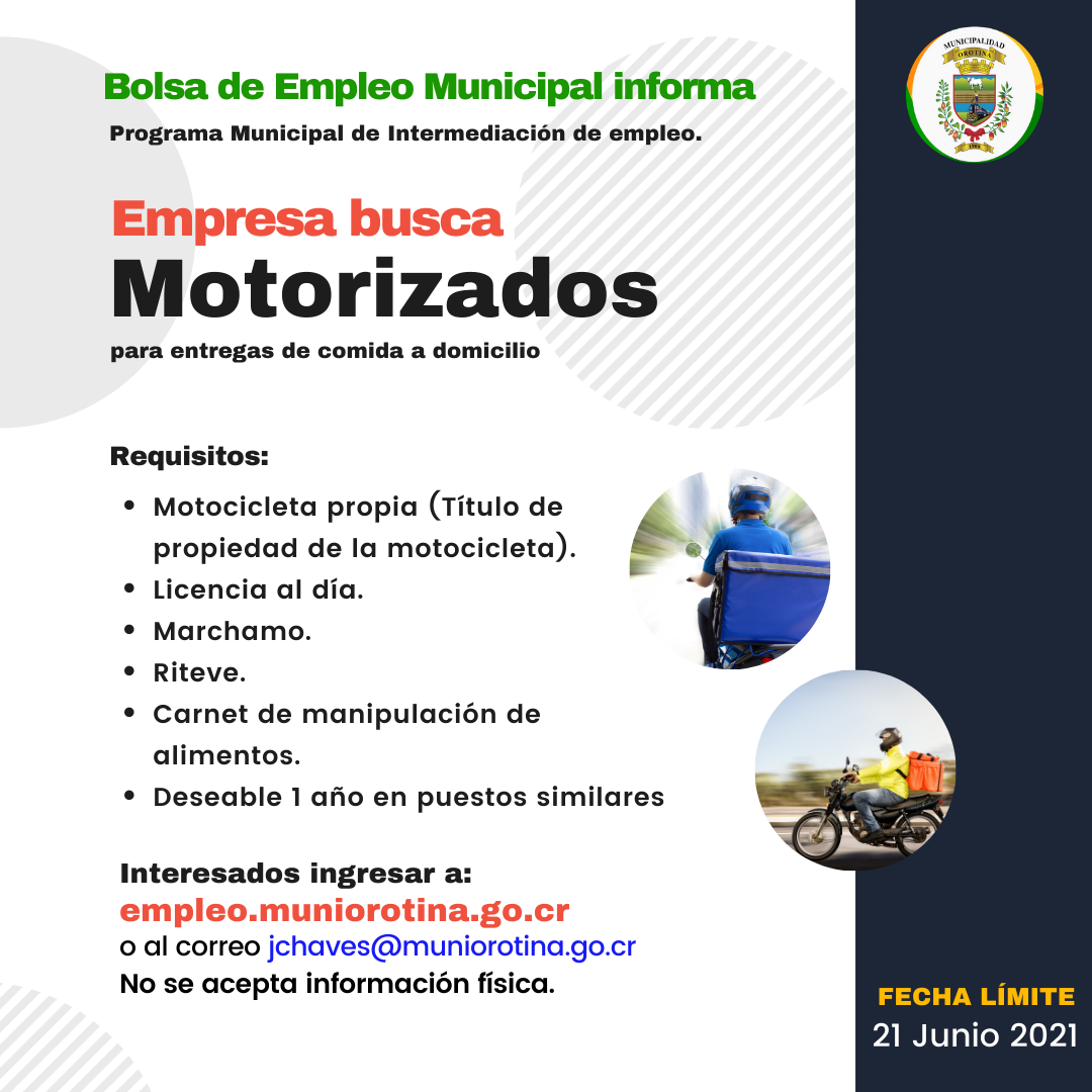 SE BUSCAN MOTORIZADOS