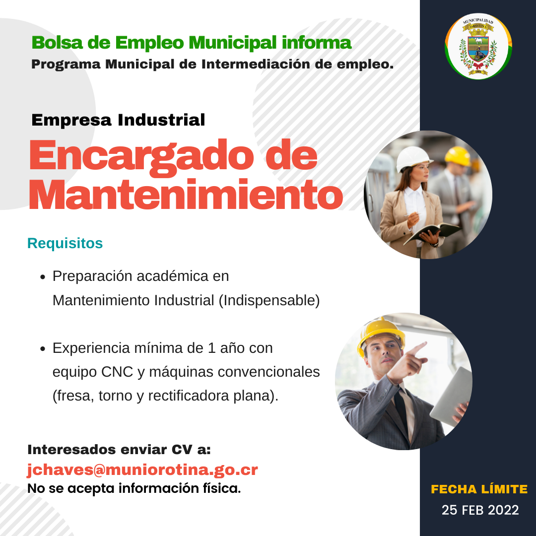 Se busca Encargado de Mantenimiento