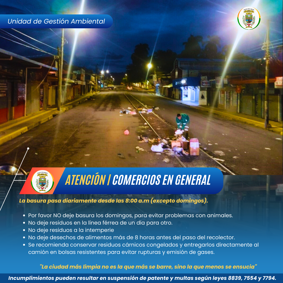 BASURA LOS DOMINGOS | ATENCIÓN COMERCIOS 