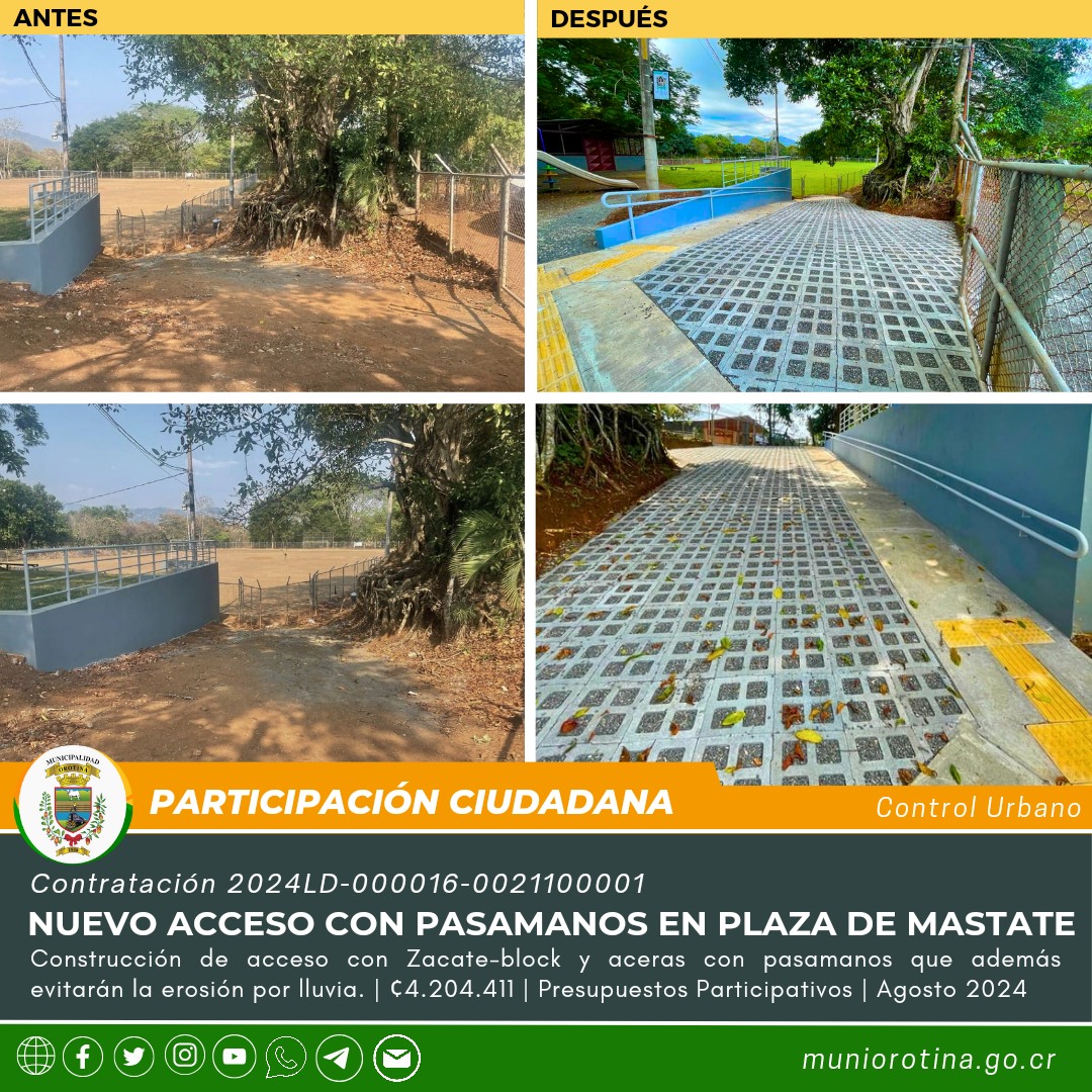 Nuevo acceso a la Plaza de Deportes Mastate